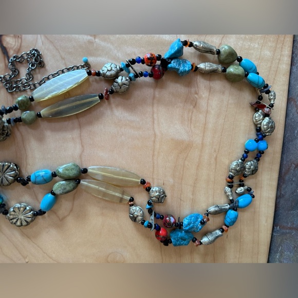 Chico’s belt, vintage, NWT, Blue Lagoon Belt mixed metals and stones. 2 strands - Picture 4 of 13